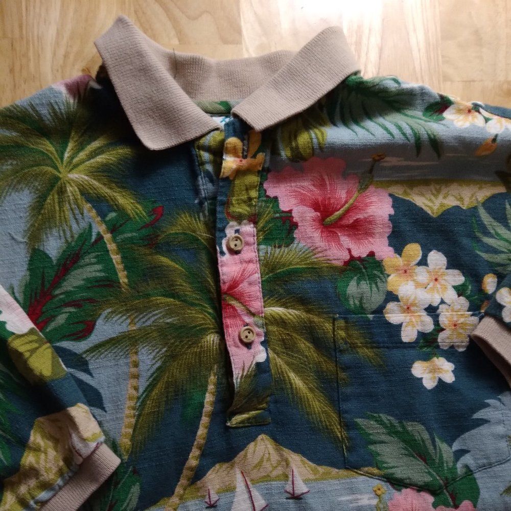 Vintage Kole Kole Hawaiian Floral Polo Shirt